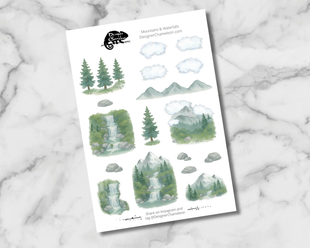 Mountains and Waterfalls Sticker Collection