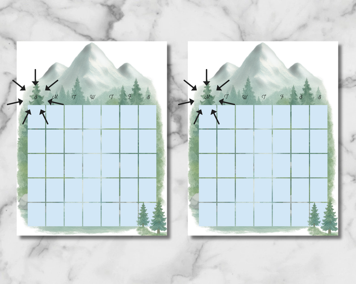 Mountains and Waterfalls Planner Inserts