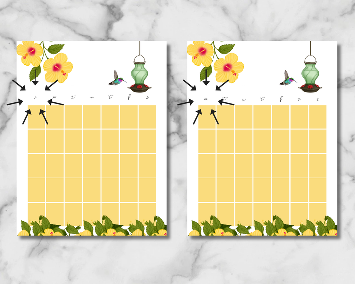 Hummingbirds planner inserts