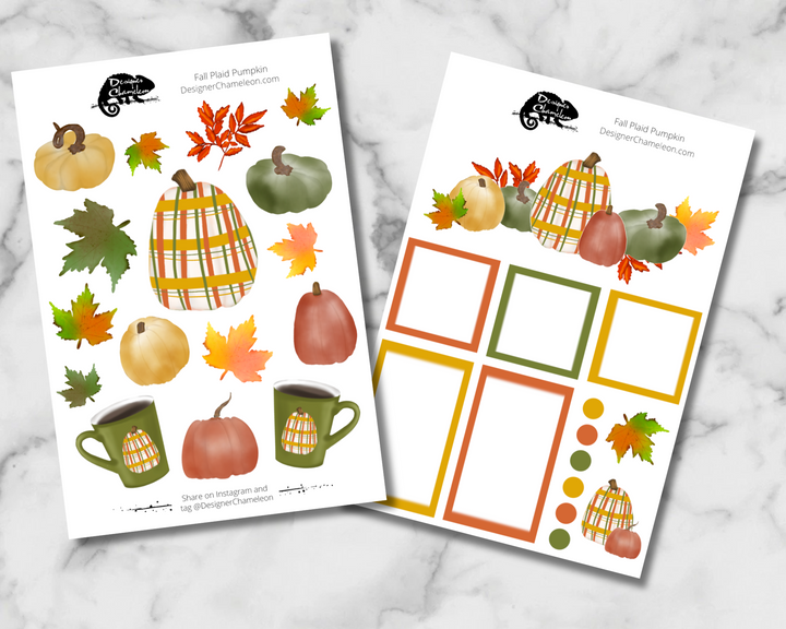 Fall Plaid Pumpkin Sticker Set