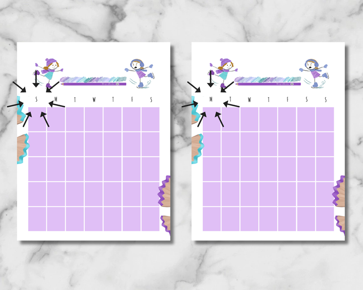 Snow Day Pencil Pals Planner Inserts