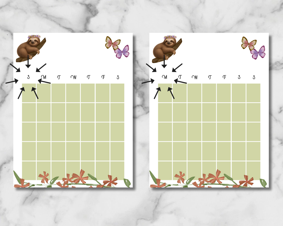 Sweet Sloths Planner Inserts