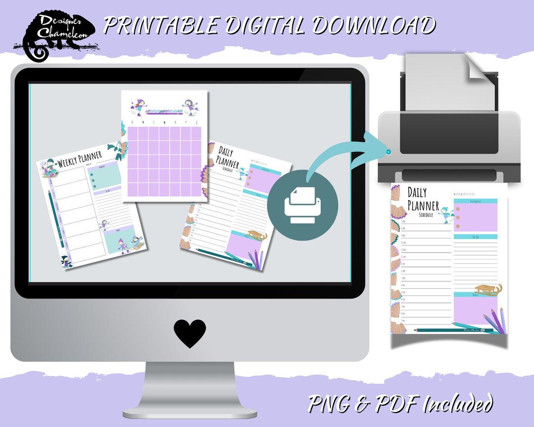 DIGITAL Snow Day Pencil Pals Planner Inserts