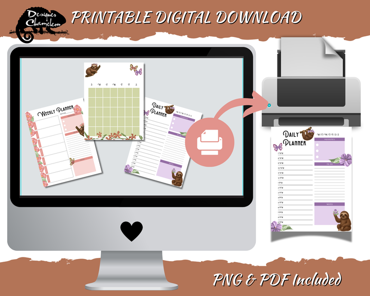 DIGITAL Sweet Sloths Planner Inserts