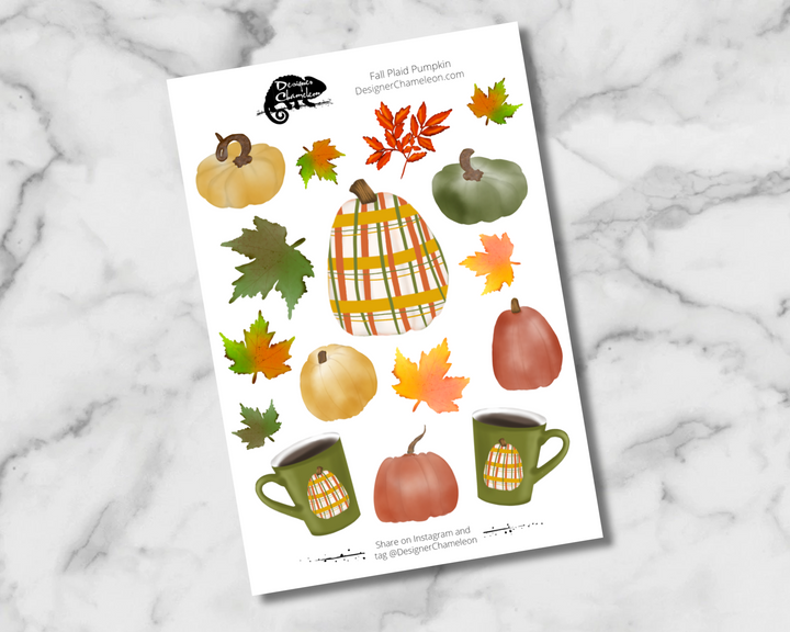 Fall Plaid Pumpkin Sticker Set