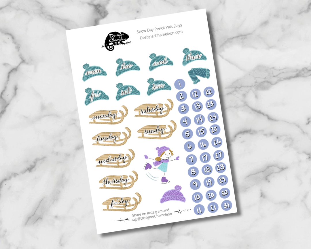 Snow Day Pencil Pals Sticker Collection