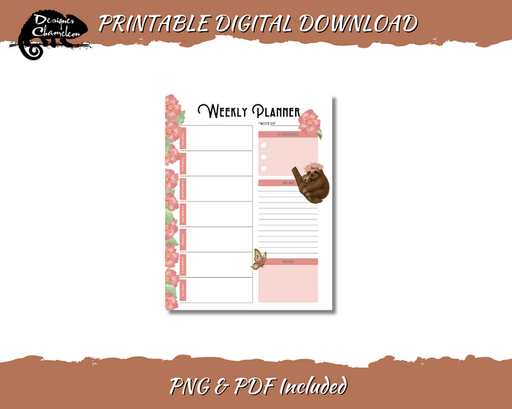 DIGITAL Sweet Sloths Planner Inserts