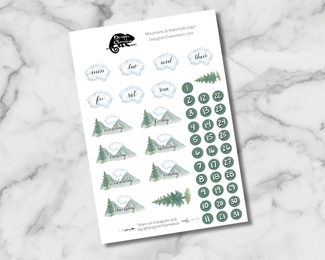 Mountains and Waterfalls Sticker Collection