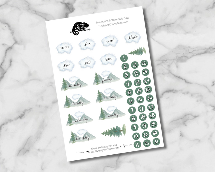 Mountains and Waterfalls Sticker Collection