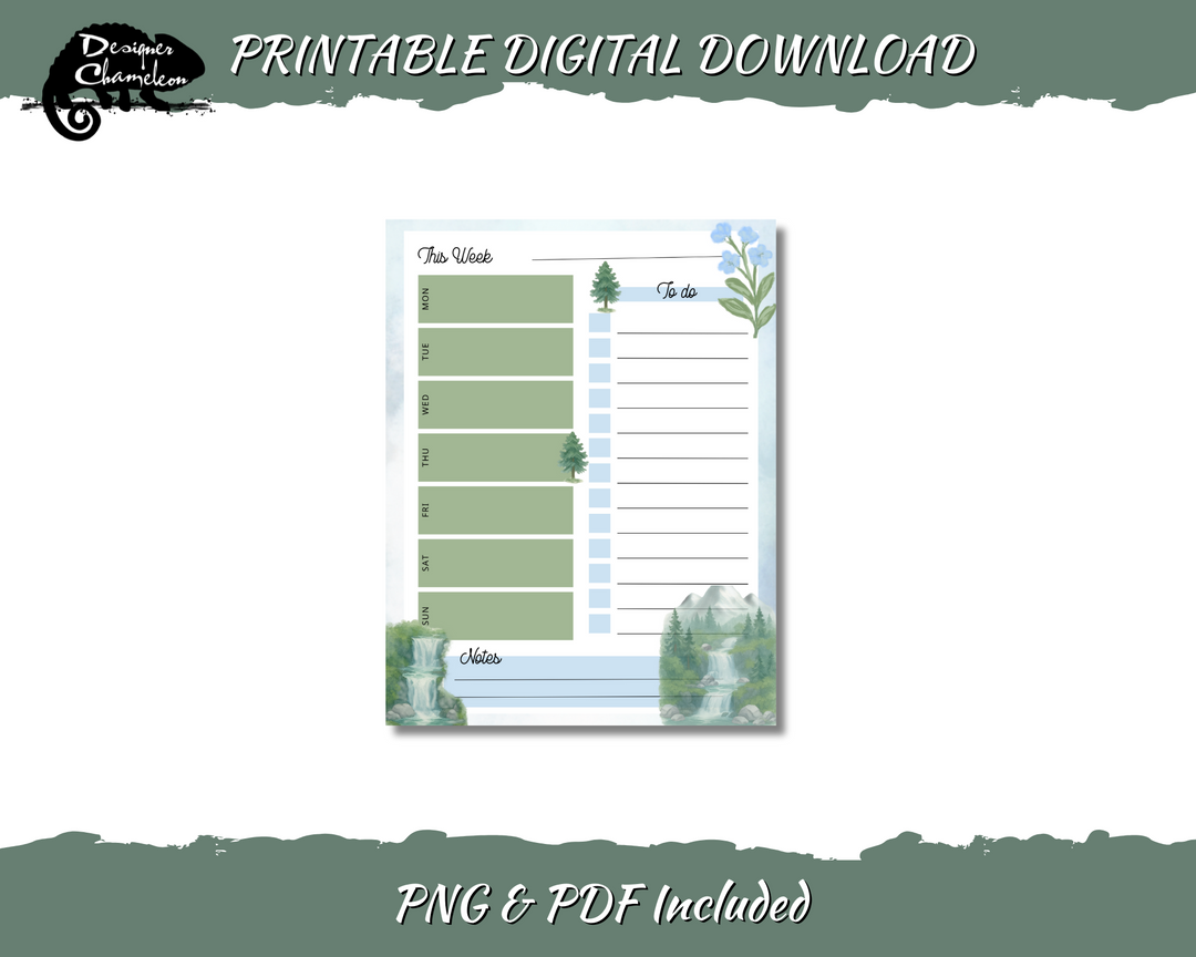 DIGITAL Mountains and Waterfalls Planner Inserts