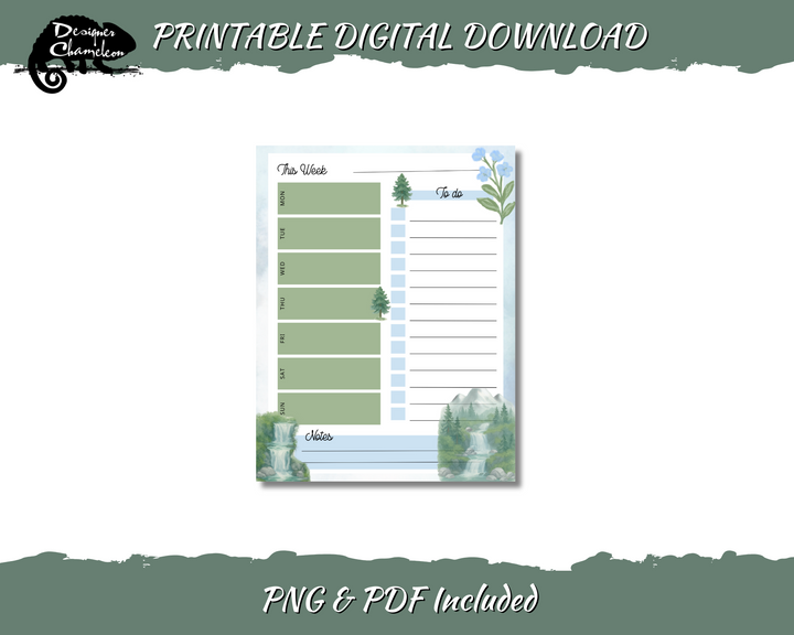 DIGITAL Mountains and Waterfalls Planner Inserts