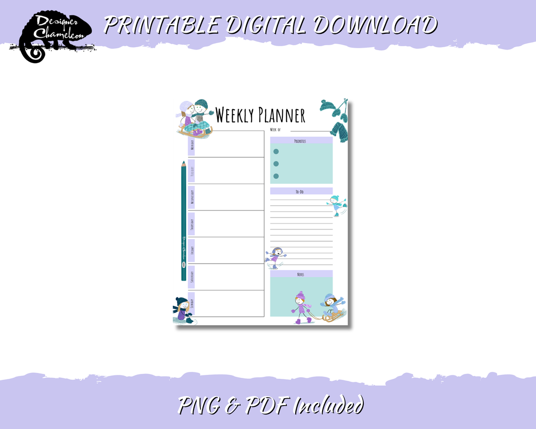 DIGITAL Snow Day Pencil Pals Planner Inserts