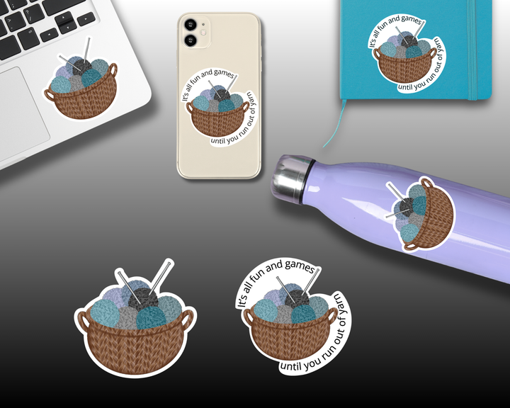 Yarn Basket Waterproof Vinyl 3" Sticker