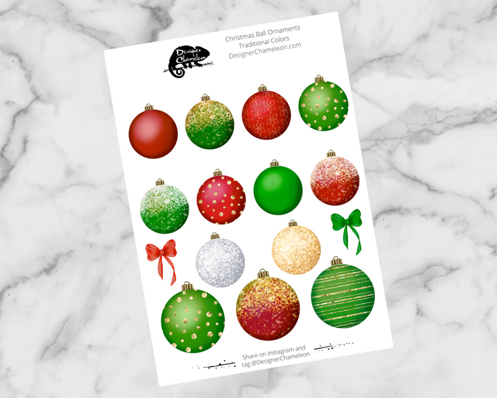Christmas Ornament Balls -Traditional Colors