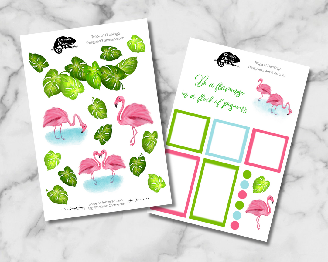 Tropical Flamingo Sticker Set