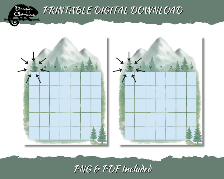 DIGITAL Mountains and Waterfalls Planner Inserts