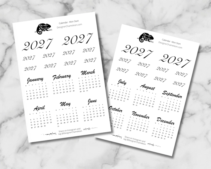 2027 Mini Calendars