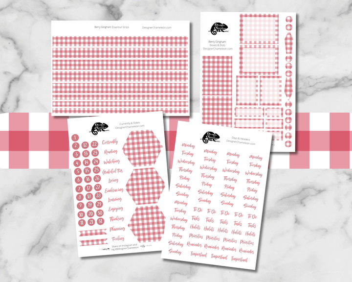 Berry Gingham Essentials Stickers