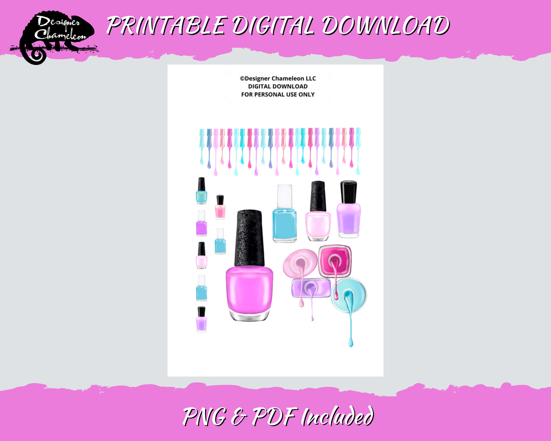 DIGITAL Summer Nail Polish Stickers