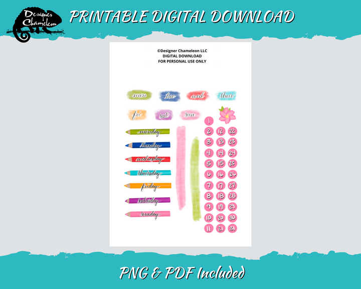 DIGITAL Colored Pencil Collection Stickers