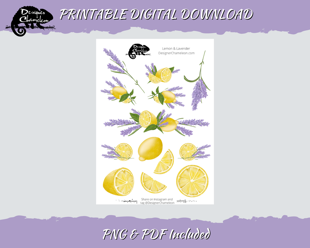 DIGITAL Lemon and Lavender Stickers