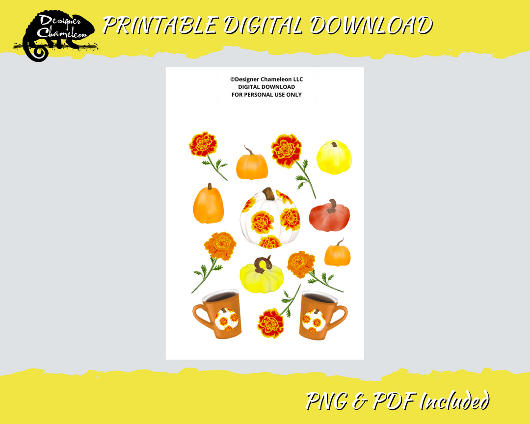 DIGITAL Marigold Pumpkin Set