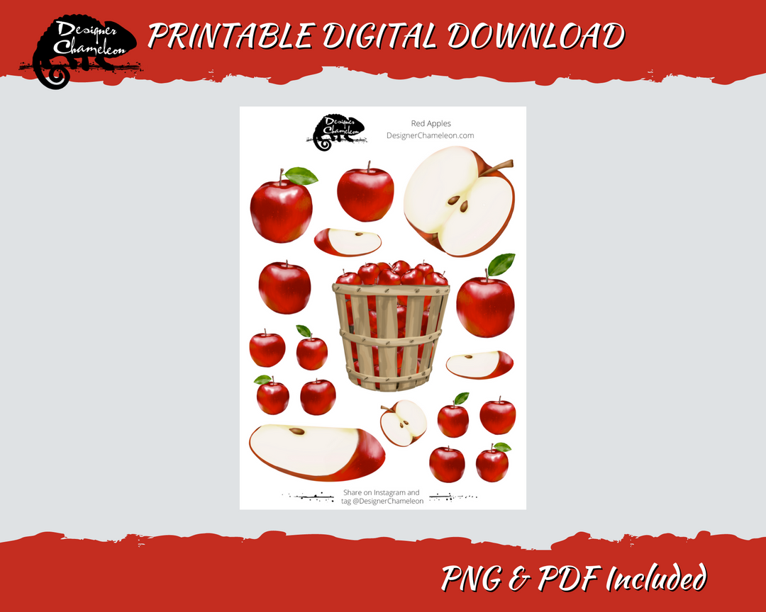 DIGITAL Red Apples Stickers