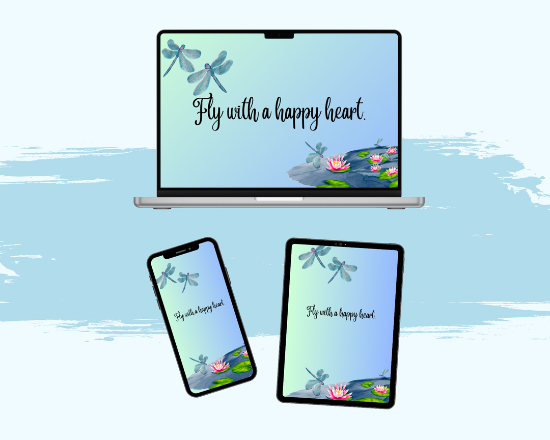 DIGITAL Dragonflies & Water Lilies Screen Wallpaper Backgrounds