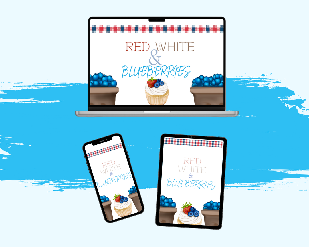 DIGITAL Red White and Blueberries Screen Wallpaper Backgrounds