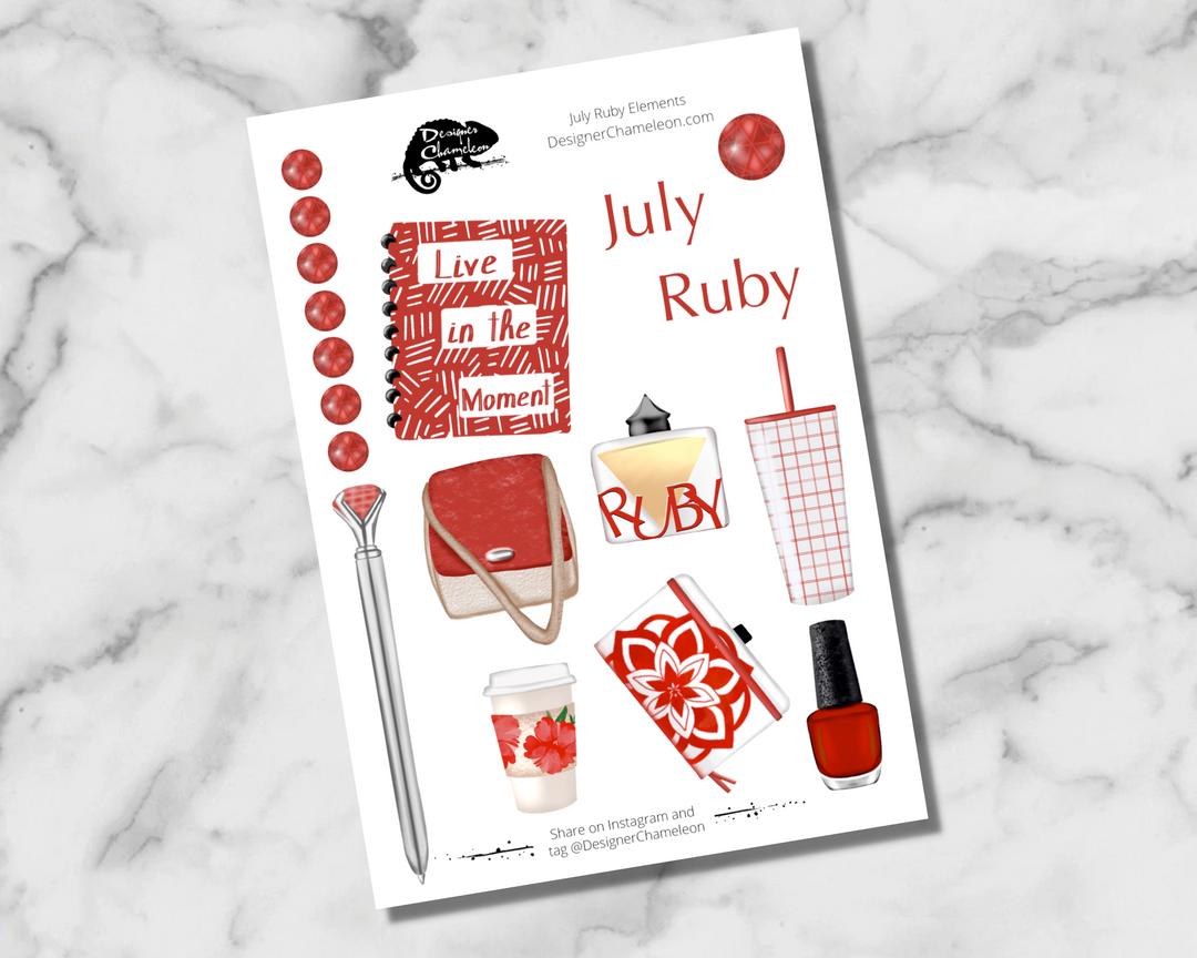 July Ruby Elements Accent Stickers