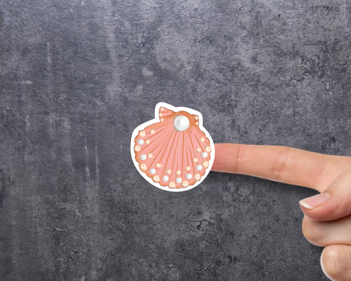 Decorated Seashell Waterproof Vinyl 3" Sticker