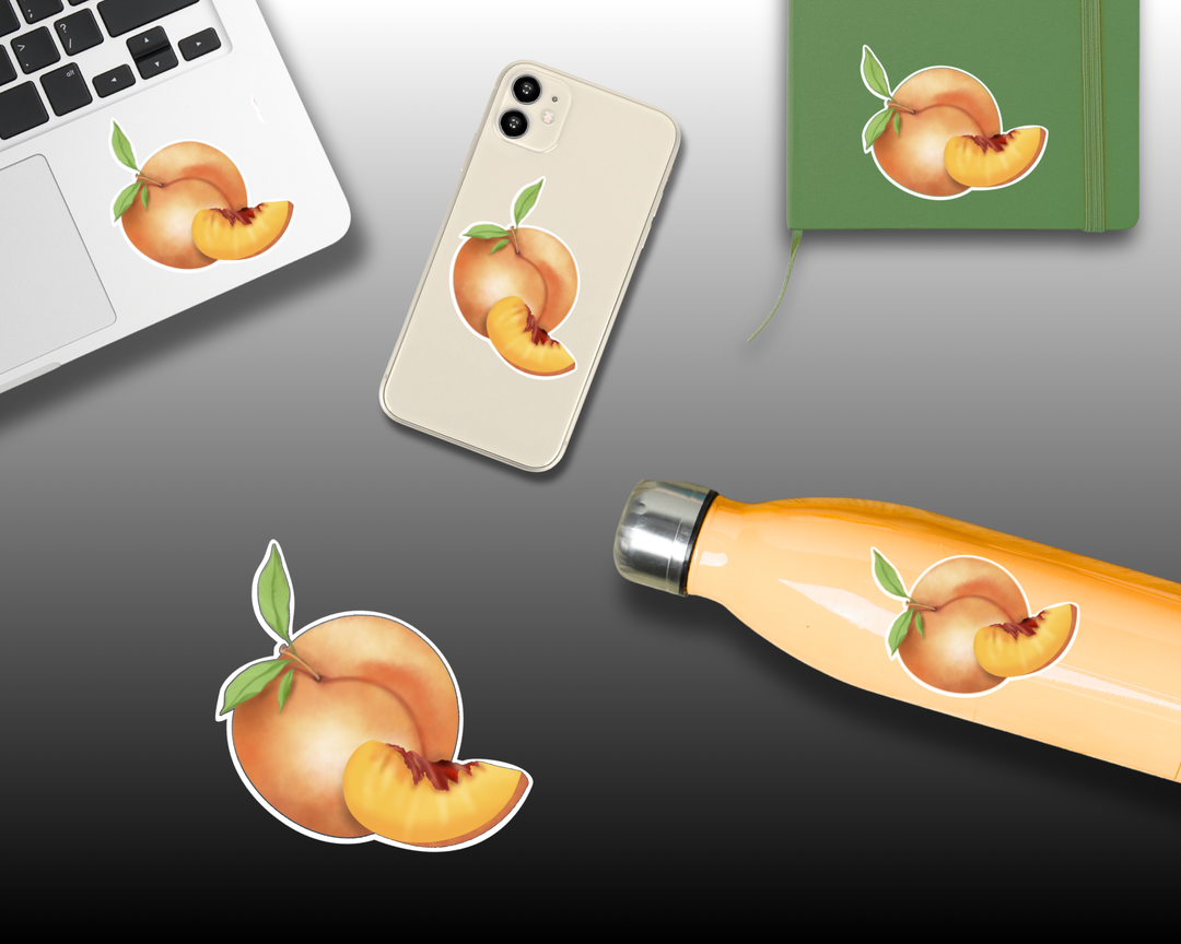 Peach Slice Waterproof Vinyl 3" Sticker