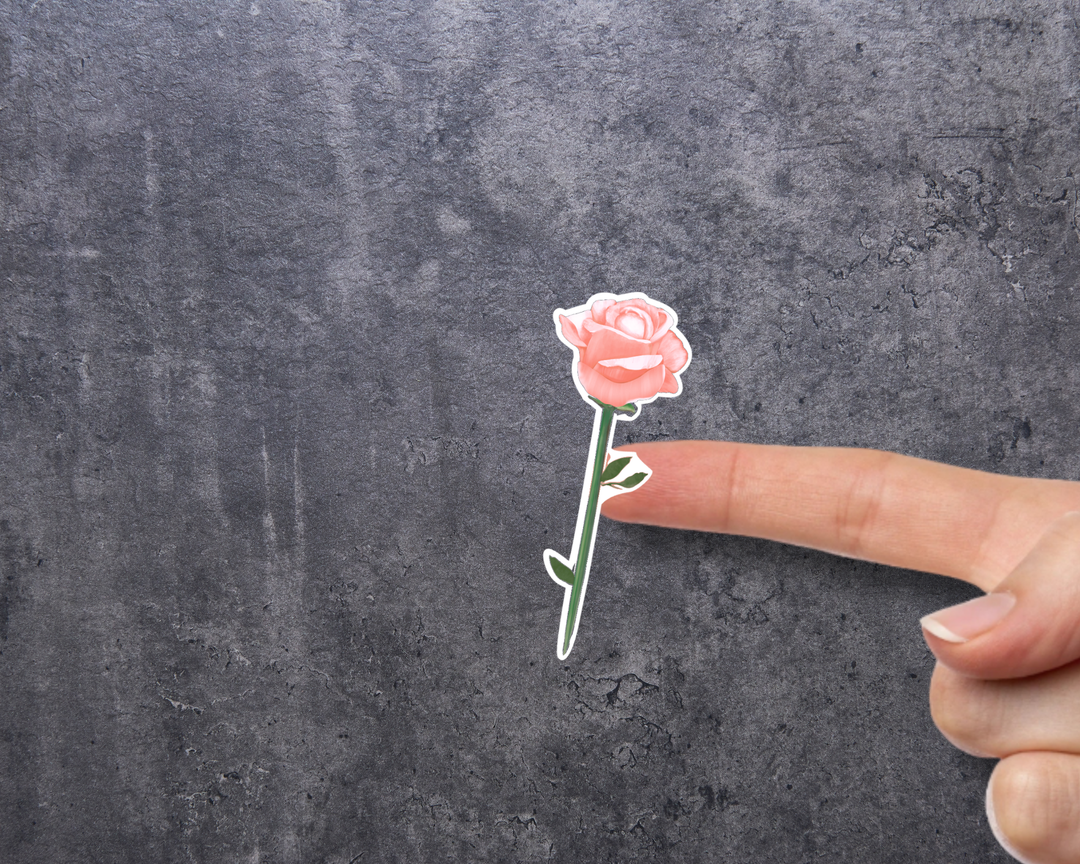 Pink Rose Waterproof Vinyl 3" Sticker