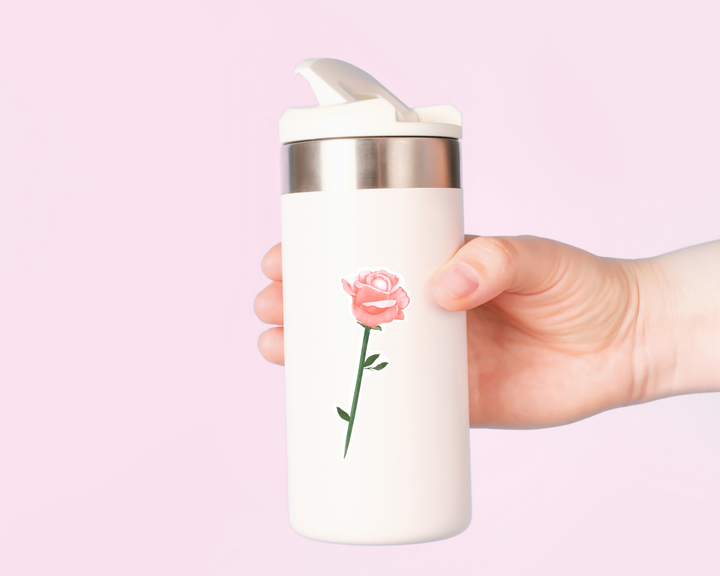 Pink Rose Waterproof Vinyl 3" Sticker