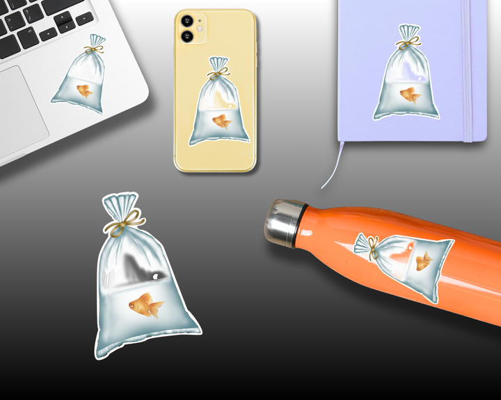 Goldfish Bag Waterproof Vinyl 3" Sticker