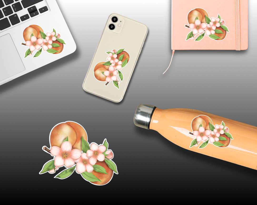 Peach Blossom Waterproof Vinyl 3" Sticker