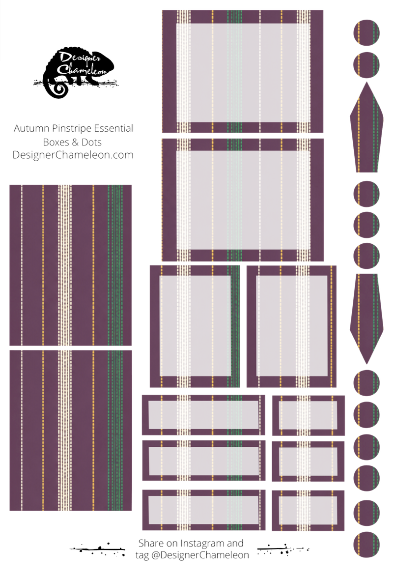 Autumn Pinstripe Essentials Boxes and Dots sticker sheet with purple striped boxes, labels and dots