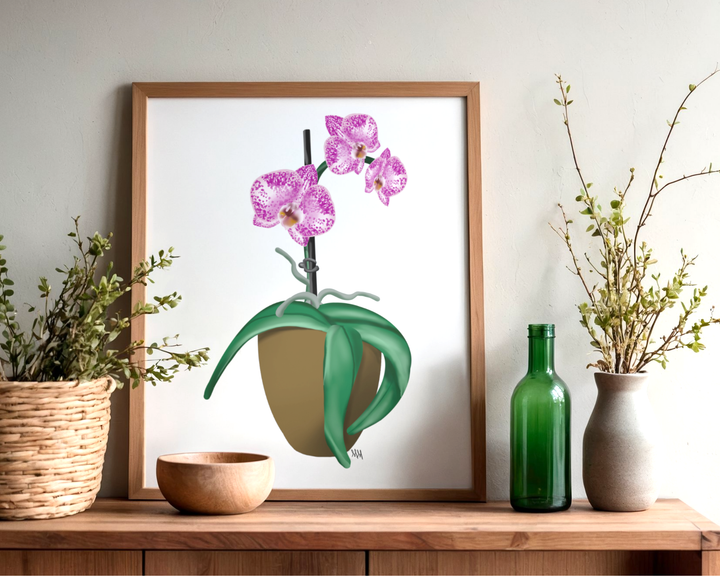 Potted Pink Orchid Art Print