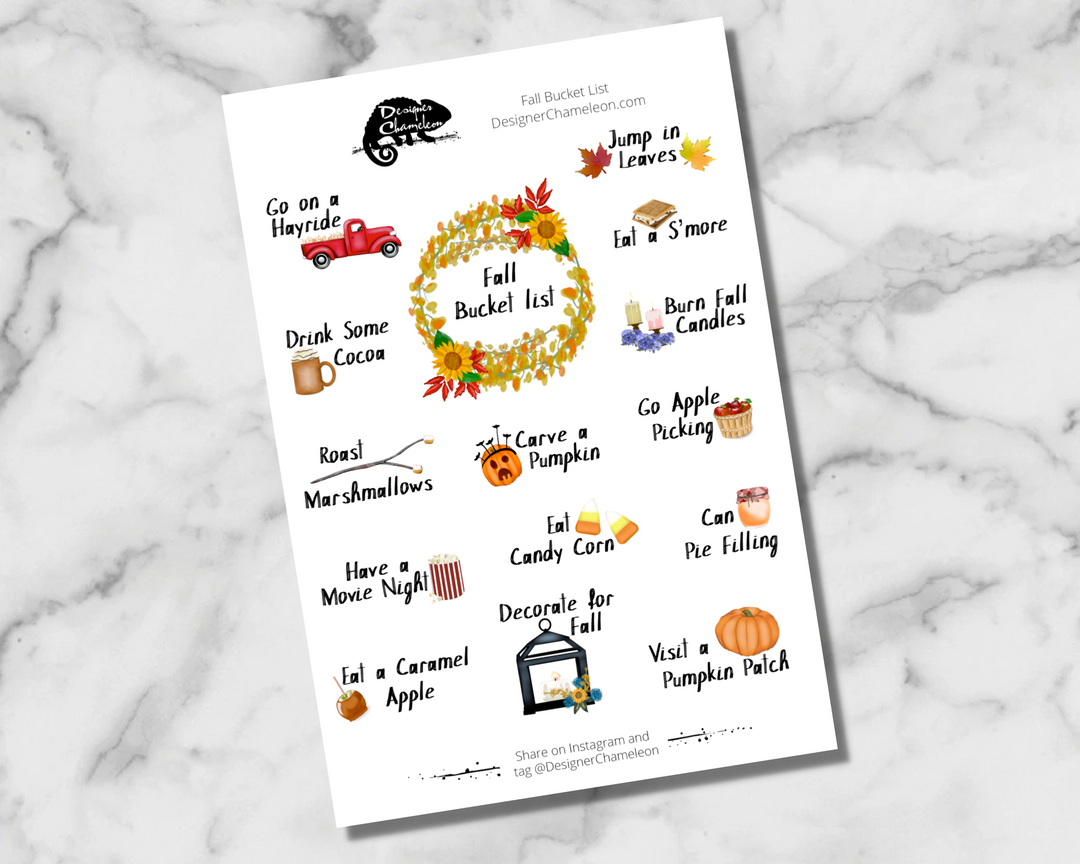 Fall Bucket List Accent Stickers