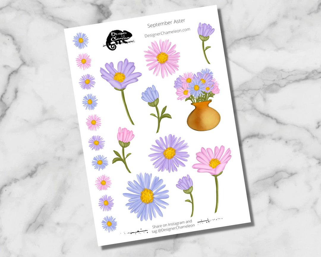 September Aster Accent Stickers