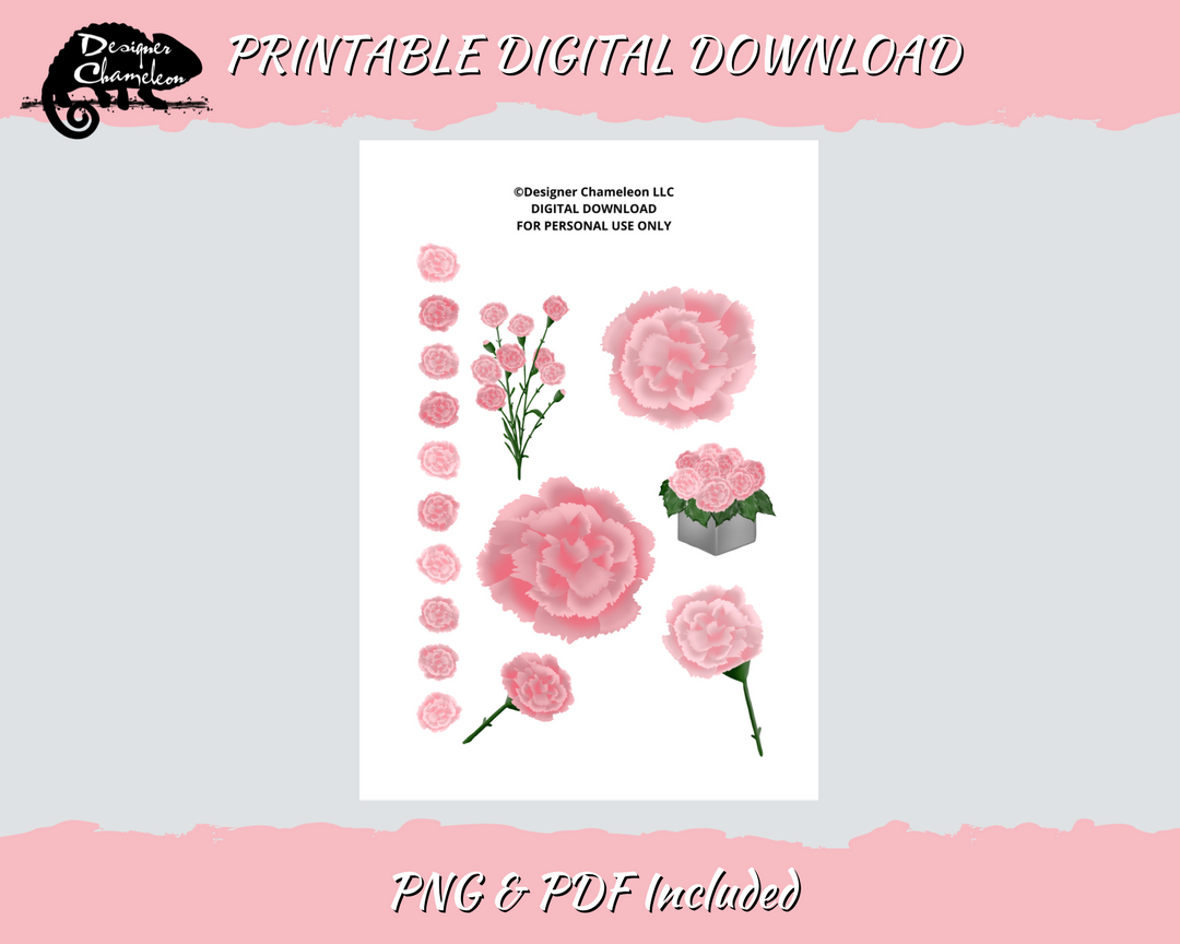 DIGITAL January Carnations Stickers
