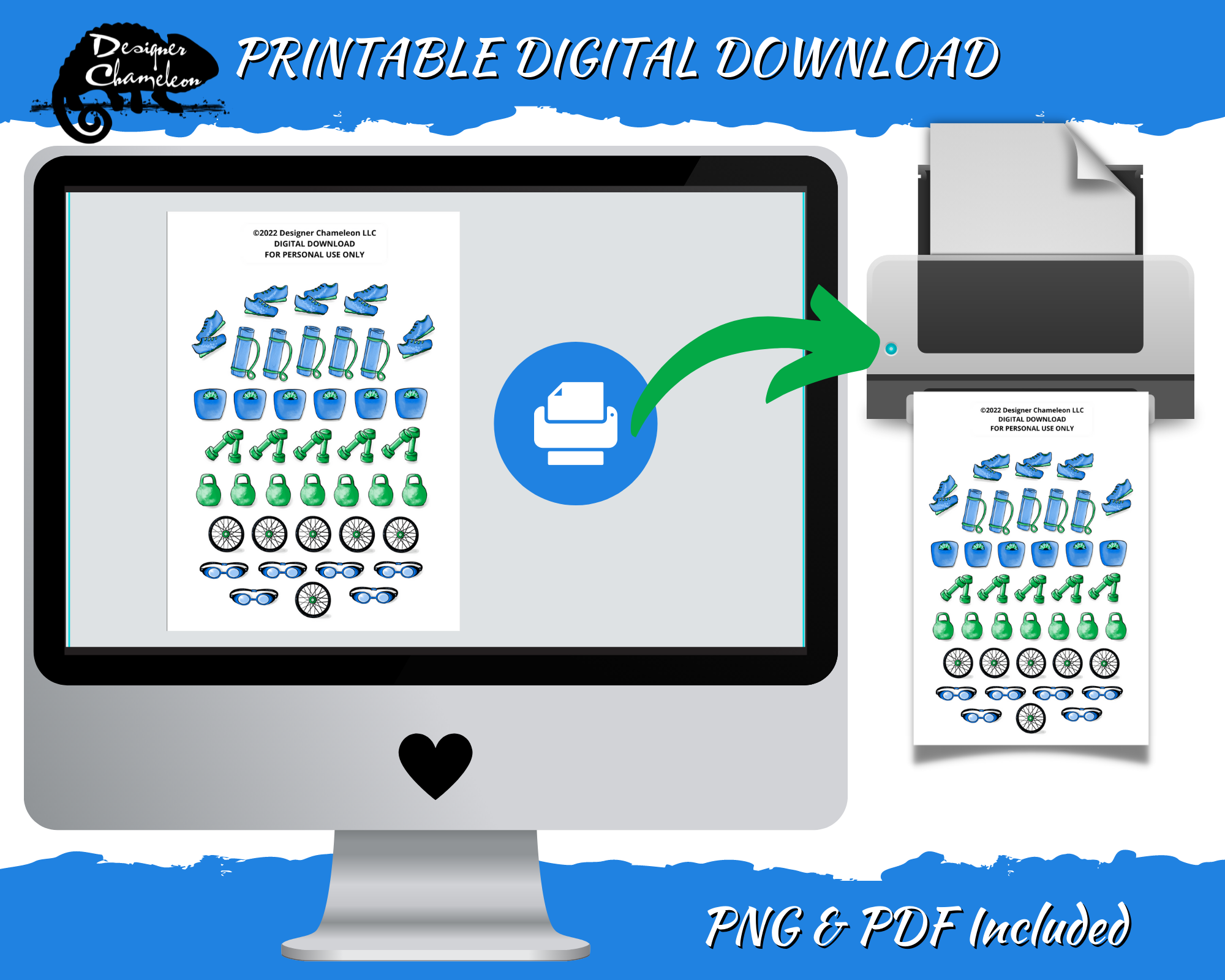 DIGITAL Fitness Variety Reminder Color Stickers – Designer Chameleon