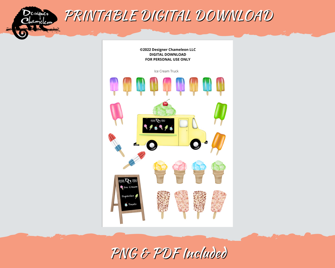DIGITAL Ice Cream Truck Collection Stickers