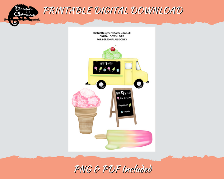 DIGITAL Ice Cream Truck Collection Stickers