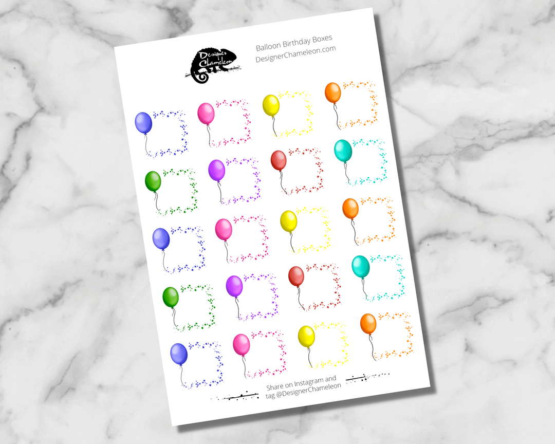 Birthday Balloon Box Tracker Stickers