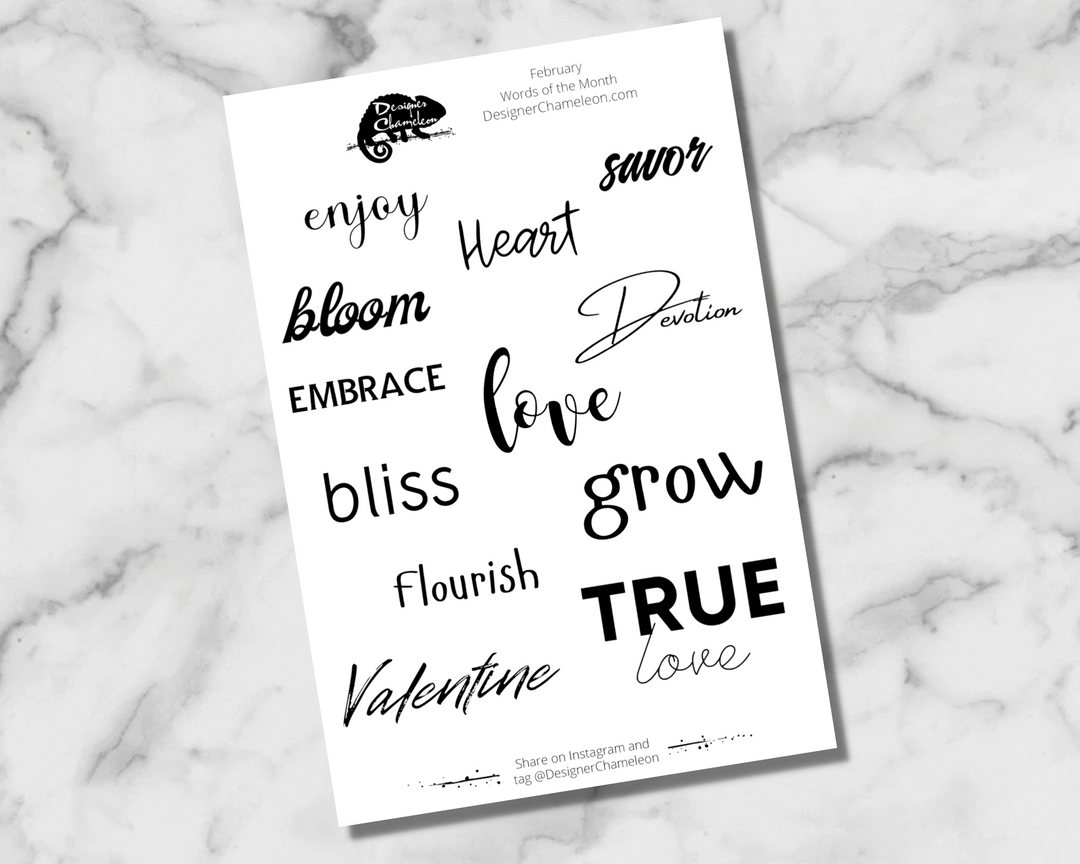 February Words of the Month Accent Stickers