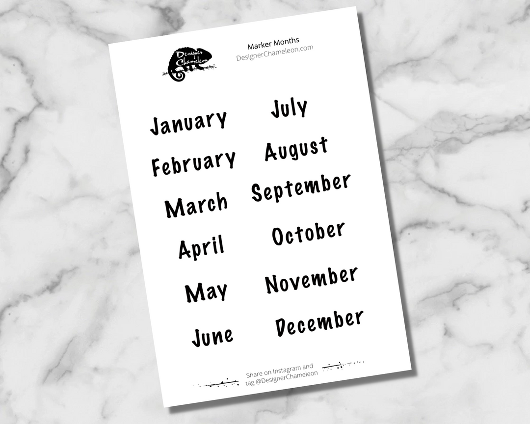 Month Stickers -various fonts