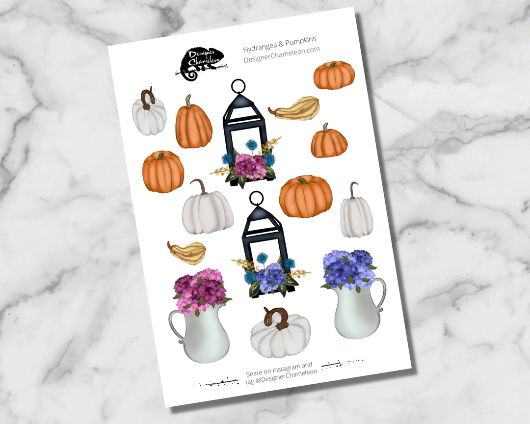 Hydrangea & Pumpkin Theme Sticker Kit