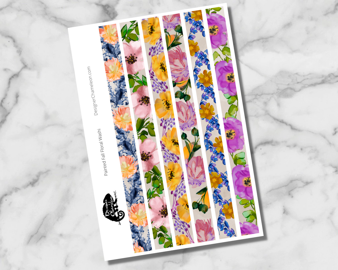 Painted Fall Floral Theme Sticker Collection