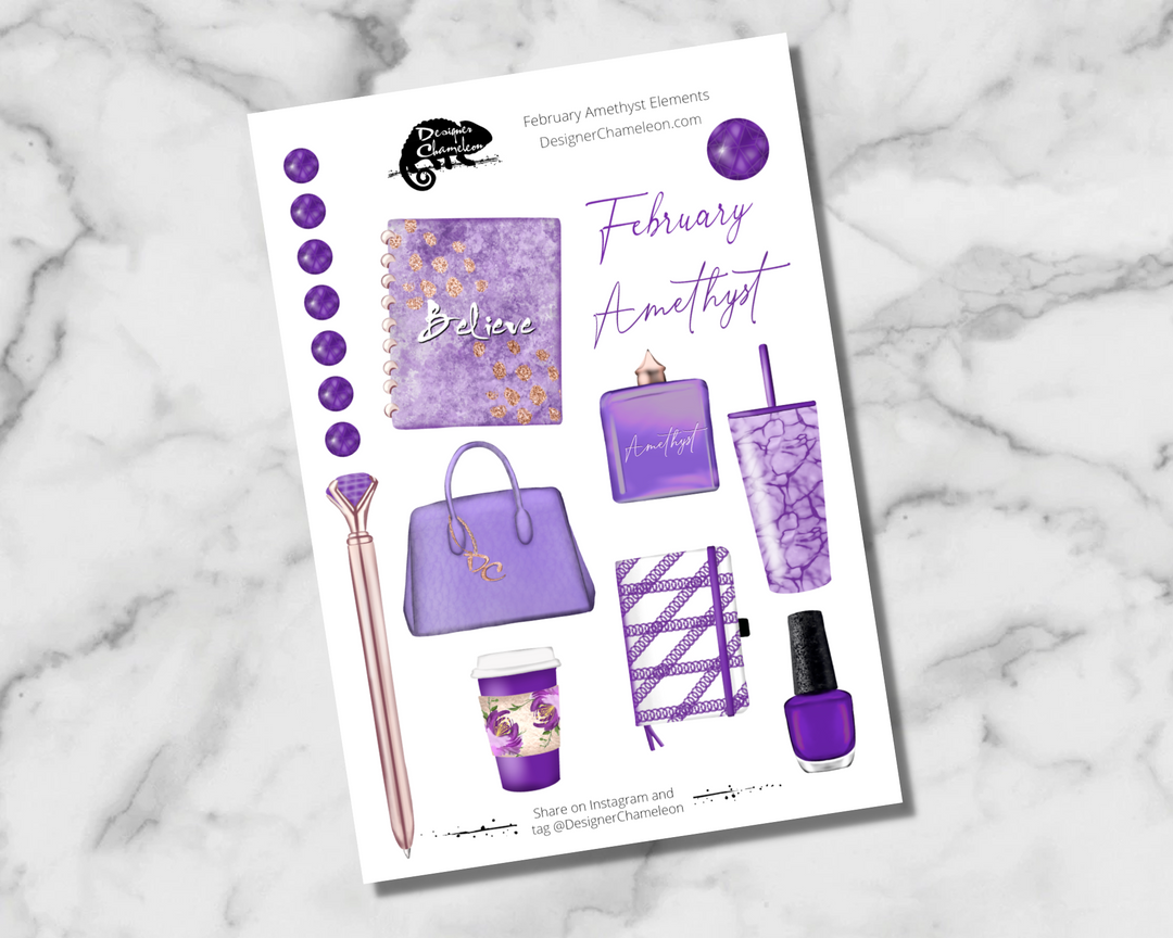 February Amethyst Elements Accent Stickers